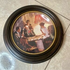 Edwin M Knowles China Plate 1983 with Frame - Poker Party (Limited Edition)